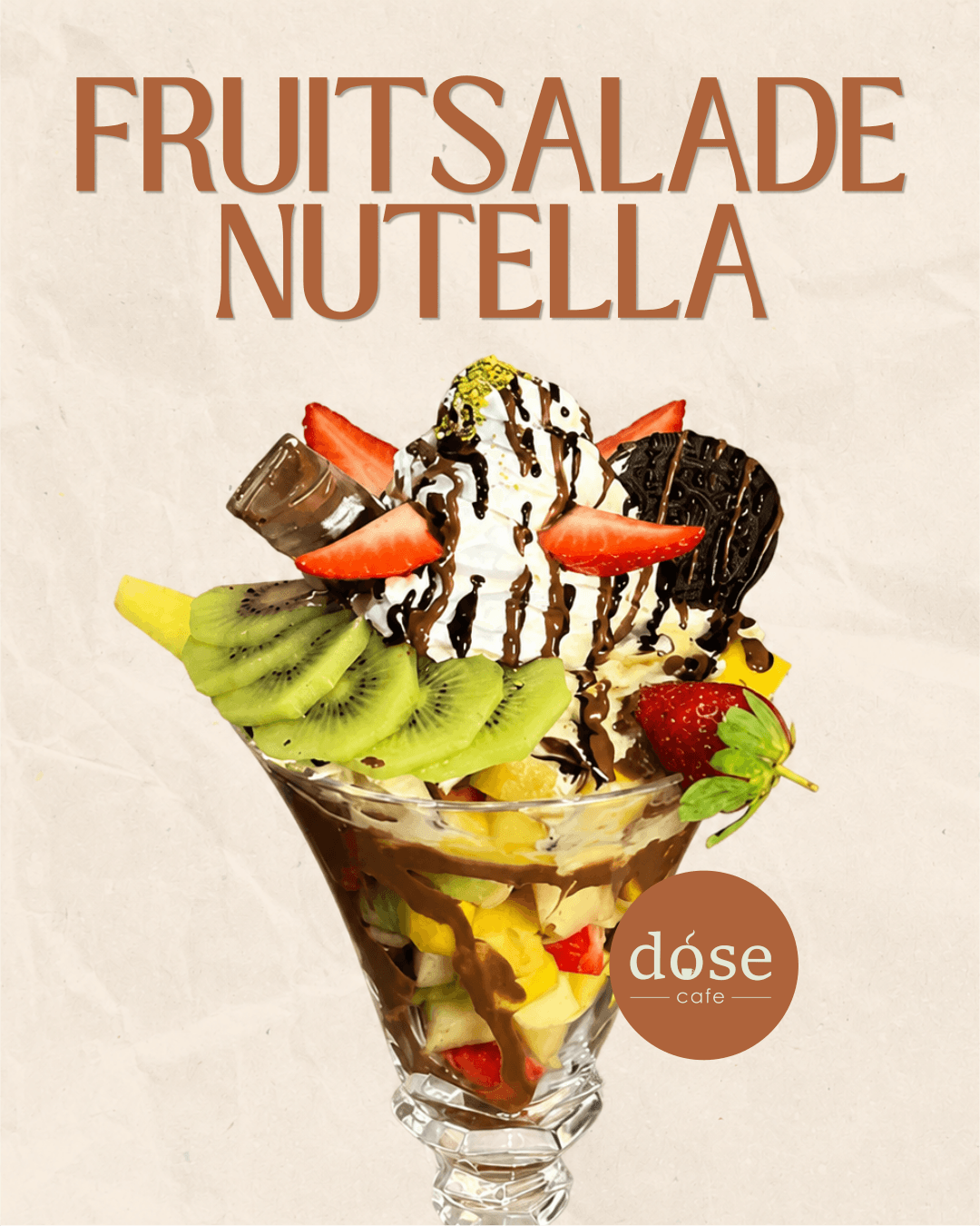 Campagnevisual van Dose Cafe voor Fruitsalade Nutella
