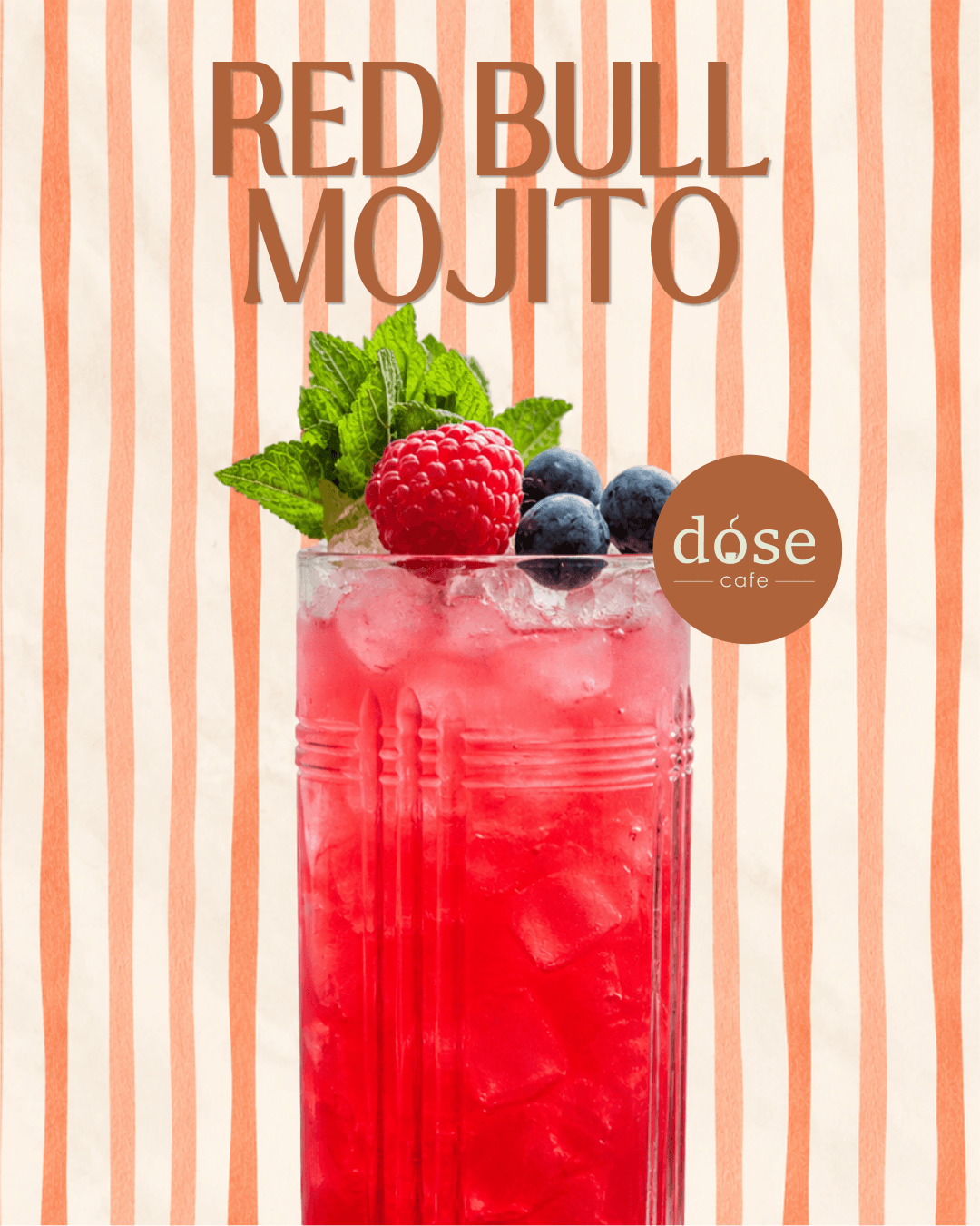 Campagnevisual van Dose Cafe voor Red Bull Mojito met bosvruchten