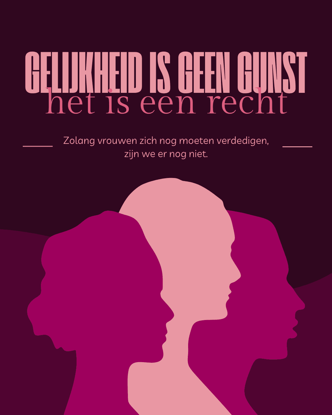 Campagnevisual met de tekst 'Gelijkheid is geen gunst, het is een recht'